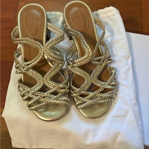 See By Chloe Gold Sandals with Strappy Design